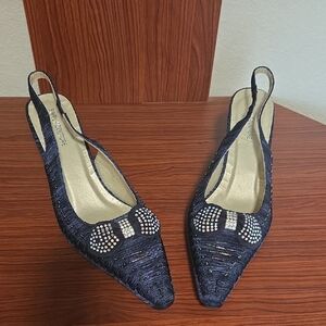 Simply Couture Midnight Blue Heels with Sparkling Bow